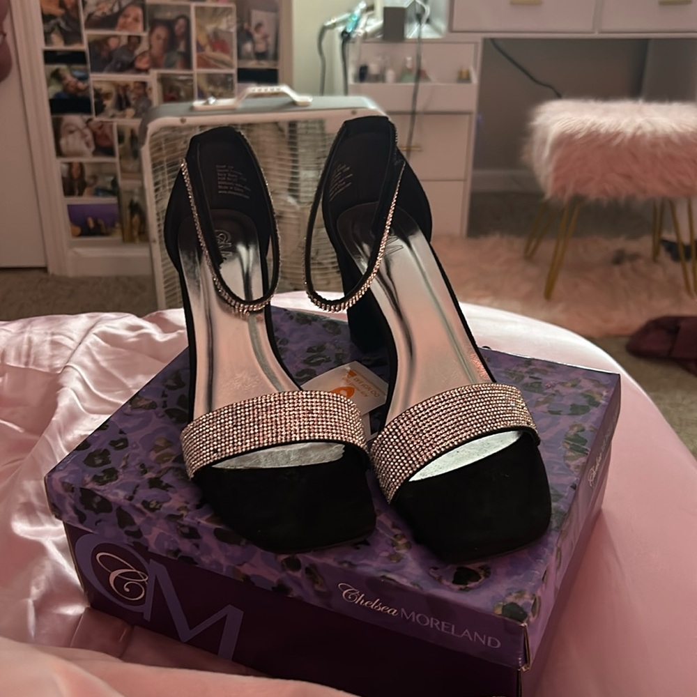 black sparkly heels